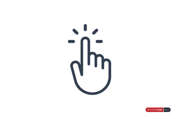 Click Icon.  Clicking Finger Hand Pointer isolated on white background. Flat Vector Icon Design Template Element