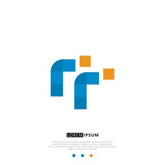 RR R R Logo Monogram with Blue and yellow Colors. modern letter logo design