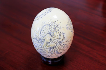 Ostrich egg carving craftwork