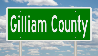 Rendering of a 3d green highway sign for Gilliam County in Oregon