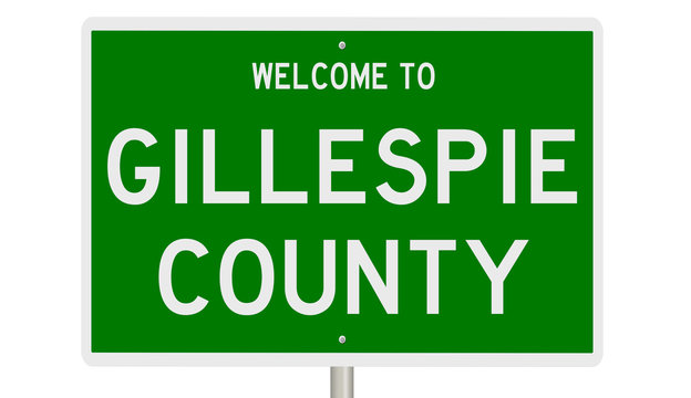 Rendering Of A 3d Green Highway Sign For Gillespie County