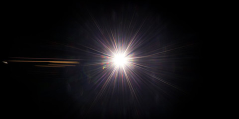 Obraz premium Overlays, overlay, light transition, effects sunlight, lens flare, light leaks. High-quality stock images of sun rays light effects, overlays or golden flare isolated on black background for design