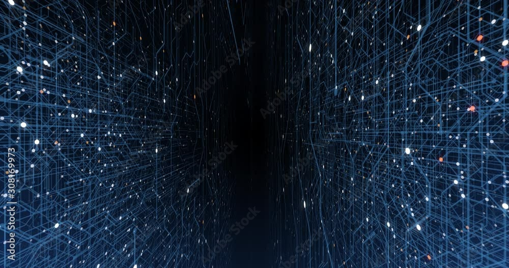 Poster 4k seamless loop of print circuit technology cyber and futuristic concept. circuit board with moving