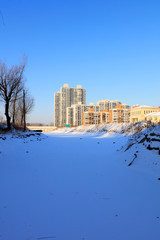 Fototapeta premium City snow scenery in northern China