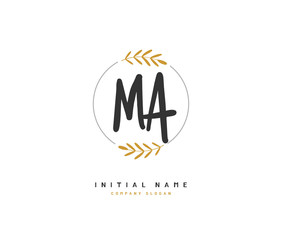 M A MA Beauty vector initial logo, handwriting logo of initial signature, wedding, fashion, jewerly, boutique, floral and botanical with creative template for any company or business.