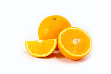 Sliced Fresh Orange Fruit isolated on white background.