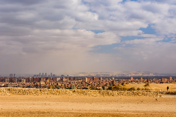 Fototapeta na wymiar View on Cairo city from the Giza plateau
