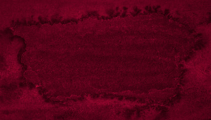 Dark saturated burgundy watercolor background with torn strokes and uneven spots. Trend color texture. Abstract background for design, layouts and patterns.