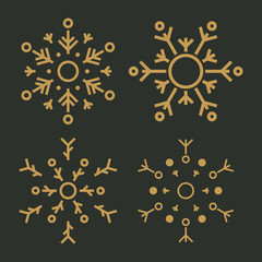 Snowflake design sets. Snowflake collection with text for new year design