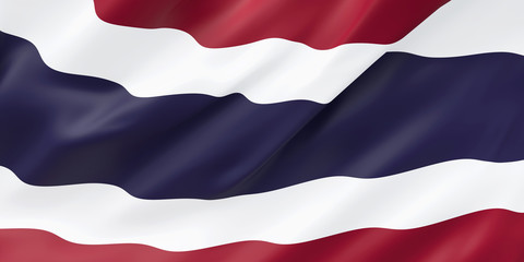National Fabric Wave Closeup Flag of Thailand Waving in the Wind. 3d rendering illustration.
