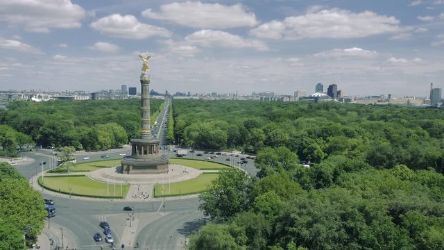 Berlin. Victory Column. Siegess&auml;ule. Aerial view. Germany (Summer 2019, Original 4K)