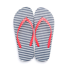 Stylish flip-flops on white background