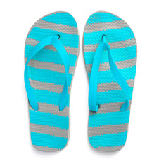 Stylish flip-flops on white background