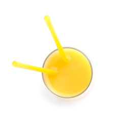 Glass of tropical cocktail on white background