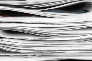 Many different newspapers, closeup view