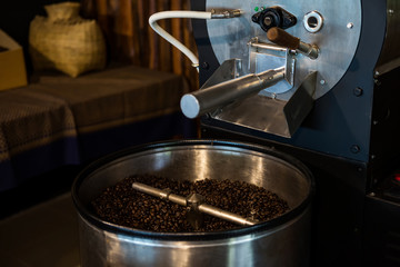Coffee beans in automatic grinder