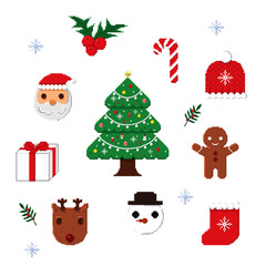 Naklejka premium Set Christmas Pixel Art