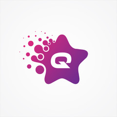 Vector stars pixel for technology symbol letter Q design minimalist