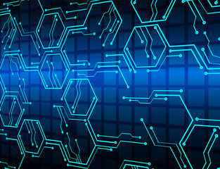 Blue cyber circuit future technology concept background