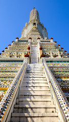 Beautiful Pagoda at Wat Arun Ratchawararam Ratchawaramahawihan, Wat Arun is a Buddhist riverside temple in Bangkok Thailand.