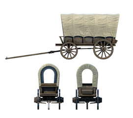 Fototapeta na wymiar Medieval Covered Wagon 3D-Renders Set