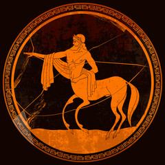Naklejki  Centaur. Styl koła meandrowego. Techniki czerwonej figury. Starożytna Grecja. Mitologia i legendy. Malarstwo greckie w wazonie