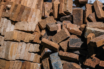 Pile Of Clay Bricks. Red Clay Bricks