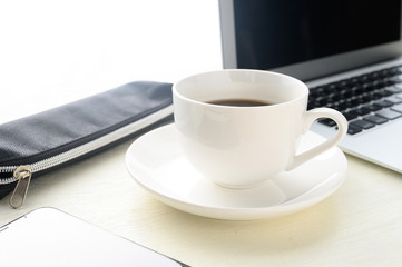 caffee and caffee cup and laptop pc and smartphone
