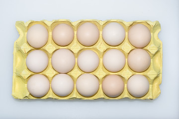 The eggs on the egg tray