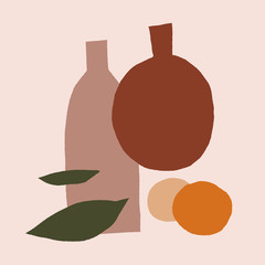 Abstract Terracotta Poster Wall Art Vector Mid Century Shapes Decorative Texture Background Layout Creative Universal Aesthetic Floral Card Social Media Post Packaging Design Camel Colors