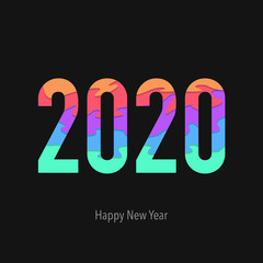 Happy New Year 2020 with simple logo text design. Colorful logo for your seasonal holiday flayers, greeting, invitation, brochure design template, card, and banner vector illustration