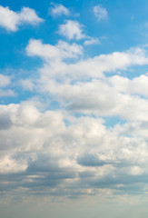 Fantastic clouds against blue sky, panorama