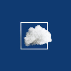 Cloud with white frame. Classic blue. Color of the year 2020. 3d rendering
