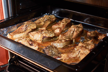 Cooking fresh fish steaks
