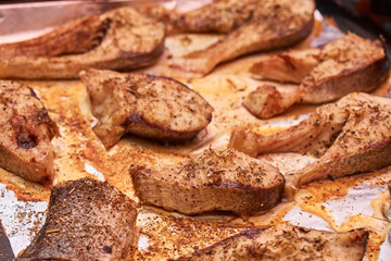 Cooking fresh fish steaks