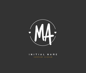 M A MA Beauty vector initial logo, handwriting logo of initial signature, wedding, fashion, jewerly, boutique, floral and botanical with creative template for any company or business.