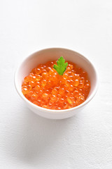 Red caviar in bowl