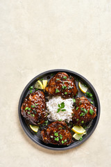 Honey grilled chicken thighs with rice