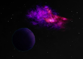 Fototapeta na wymiar Planets in a space against stars. 3D rendering.