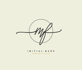 M F MF Beauty vector initial logo, handwriting logo of initial signature, wedding, fashion, jewerly, boutique, floral and botanical with creative template for any company or business.