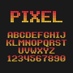 Pixel flat font. Font for pixel games, digital displays. 