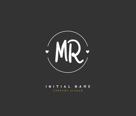 M R MR Beauty vector initial logo, handwriting logo of initial signature, wedding, fashion, jewerly, boutique, floral and botanical with creative template for any company or business.