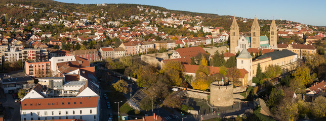 Pecs, Szekesegyhaz. Bird eye view