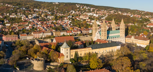 Pecs, Szekesegyhaz. Bird eye view