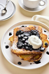 French toasts with blueberry sauce