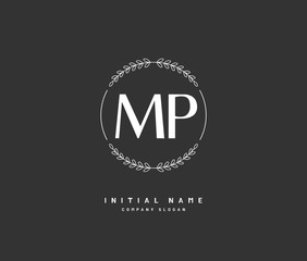 M P MP Beauty vector initial logo, handwriting logo of initial signature, wedding, fashion, jewerly, boutique, floral and botanical with creative template for any company or business.