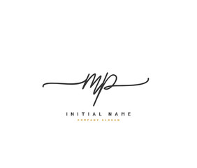 M P MP Beauty vector initial logo, handwriting logo of initial signature, wedding, fashion, jewerly, boutique, floral and botanical with creative template for any company or business.