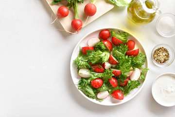 Radish salad with lettuce leaves