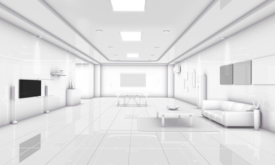 3D illustration Simple fashion modern home environment