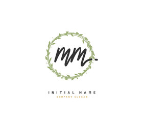 M MM Beauty vector initial logo, handwriting logo of initial signature, wedding, fashion, jewerly, boutique, floral and botanical with creative template for any company or business.